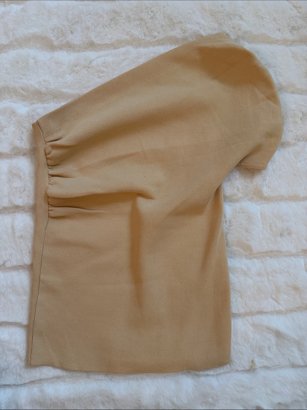 Zara Tan One-Shoulder Tank Top